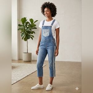 Guess Y2K Color Block Cropped Overalls Size 27